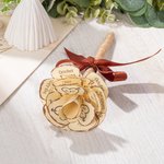 Personalized Rustic Paper Rose Topper Twine Wrapped Floral Pen with Initials Names and Ribbon for Guest Book Wedding Party Decor Gift for Couple