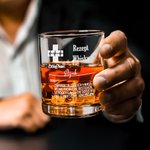 Personalisiertes Whisky Glas und Schiefer Untersetzer mit Laser Gravur Namen Lustige Rezept Vatertag Geschenk für Opa Papa