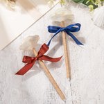 Personalized Rustic Paper Rose Topper Twine Wrapped Floral Pen with Initials Names and Ribbon for Guest Book Wedding Party Decor Gift for Couple