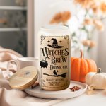 Personalised Witches Brew Drink Co Frosted Glass Tumbler Skinny Tumbler with Name Lid and Straw Birthday Halloween Gift for Family