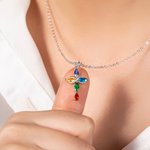 Collana con croce infinita Mobius personalizzata con 5 pietre di nascita Gioielli cristiani minimalisti Regalo di Natale per battesimo e compleanno pe