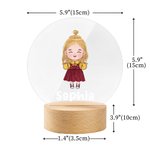 Gepersonaliseerd Schattig Cartoon Jongen Meisje Acryl LED Nachtlampje met Houten Voet en Naam Home Decor Baby Shower Verjaardagscadeau voor kinderen