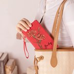 Personalized Watercolour Birth Flower Tri-Fold PU Leather Wristlet Wallet with Card Holder and Name Birthday Anniversary Gift for Women