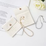 Personalised Dainty Cubic Zircon Adjustable Tennis Bracelet Leather Button Jewellery Pouch Set with Name Wedding Bridal Party Favors for Bridesmaids