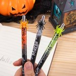 Stylo à bille rechargeable personnalisé pailleté araignée effrayante citrouille fantôme avec nom Halloween École Accessoires de bureau Cadeau pour la 