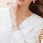 Personalised Dainty Cubic Zircon Adjustable Tennis Bracelet Leather Button Jewellery Pouch Set with Name Wedding Bridal Party Favors for Bridesmaids