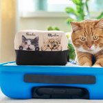 Trousse de toilette personnalisée avec nom et patte, grande capacité, usage quotidien, cadeau d'anniversaire pour les amoureux des chats.