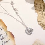 Personalized Minimalist Zircon Compass Necklace with Sideways Name Birthday Anniversary Graduation Gift for Women Travelers