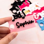 Personalized Curious Peeping Cat Glitter Acrylic Tumbler Name Plate Tag Cute Accessories for Stanley Birthday Gift for Cat Mom Pet Owner