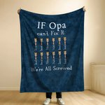 Personalisierte „IF Opa Papa can't Fix It“ Reparatur-Werkzeuge Decke mit 1-12 Kindernamen Super Weich Vatertag Geburtstag Geschenk für Papa Opa