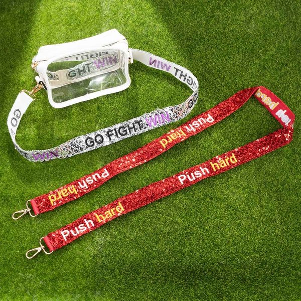 Sac de sport à paillettes personnalisé avec sangle de broderie Texte de l'esprit Collège École Équipe Club Cadeau pour les fans de sport