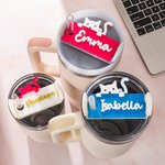 Personalized Curious Peeping Cat Glitter Acrylic Tumbler Name Plate Tag Cute Accessories for Stanley Birthday Gift for Cat Mom Pet Owner