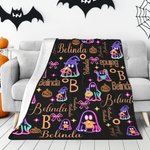 Couverture personnalisée Halloween Fantôme Néon avec Nom et Initiale Halloween Cadeau Funny pour Garçons Filles