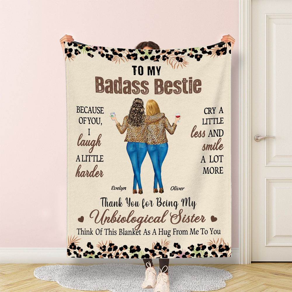 Personalized Leopard Print 2-4 Cartoon Characters Soft Throw -wsh22