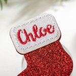 Gepersonaliseerde boog Kerstmis kous Badge Reel met borduurwerk naam Office accessoires kerstcadeau voor verpleegkundige leraar collega