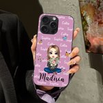 Coque personnalisée pour iPhone avec fleurs et noms d'anniversaire Cadeau de Noël pour femme