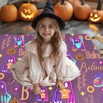 Couverture personnalisée Halloween Fantôme Néon avec Nom et Initiale Halloween Cadeau Funny pour Garçons Filles