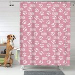Rideau de douche imperméable avec nom et 12 œillets antirouille Cadeau de pendaison de crémaillère pour les amoureux des animaux de compagnie