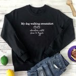 Personalised Cute Paws My Dog Walking Sweatshirt Hoodie with Embroidered Name Birthday Anniversary Gift for Pet Lovers