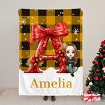 Plaid personnalisé avec initiales et nom pour la décoration de la maison Cadeau de Noël pour les enfants et la famille