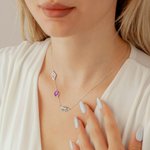 Personalised Dainty 1-8 Colourful Birth Flower Sideway Necklace Family Jewellery Birthday Anniversary Gift for Women