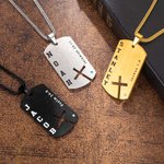 Personligt kors Bibelord Halsband för män med födelsesten och graverat namn Trossmycke Första nattvarden Dopgåva för kristen