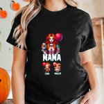 Personalised Spooky Horror Mama Crewneck T-shirt Sweatshirt with 1-4 Kid Names Halloween Party Gift for Mom Family