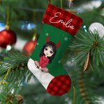 Gepersonaliseerde Cartoon Character Christmas Stocking met naam opknoping ornament kerstboom decoratie cadeau voor familie kinderen