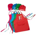Personalised Cartoon Character Birth Flower Name Adjustable Kid Apron Chef Hat Set with Pocket for Cooking Christmas Birthday Gift for Boys Girls