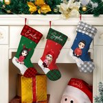 Gepersonaliseerde Cartoon Character Christmas Stocking met naam opknoping ornament kerstboom decoratie cadeau voor familie kinderen