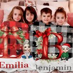 Plaid personnalisé avec initiales et nom pour la décoration de la maison Cadeau de Noël pour les enfants et la famille