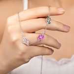 Personalised Dainty 1-8 Colourful Birth Flower Sideway Necklace Family Jewellery Birthday Anniversary Gift for Women