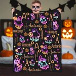 Couverture personnalisée Halloween Fantôme Néon avec Nom et Initiale Halloween Cadeau Funny pour Garçons Filles