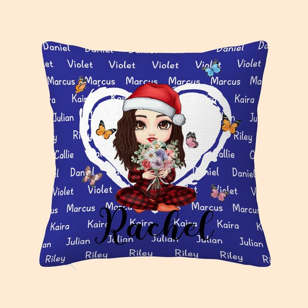 Personalizzato Cartoon Character Birth Flower Bouquet Throw Pillow Cover con 1-8 nomi Home Decor Regalo di compleanno per le ragazze donne
