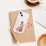 Personalised Shell Pattern Funny Shaker Assemblable Phone Case with Face Photo and Heart Shaking Charms for iPhone Birthday Gift for Family Friends