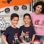 Personalised Spooky Horror Mama Crewneck T-shirt Sweatshirt with 1-4 Kid Names Halloween Party Gift for Mom Family