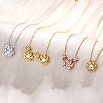 Personalized 1-4 Bubble Pet Paws Necklace with Engraved Name Minimalist Birthday Anniversary Gift for Cat Dog Pet Lovers