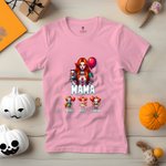 Personalised Spooky Horror Mama Crewneck T-shirt Sweatshirt with 1-4 Kid Names Halloween Party Gift for Mom Family