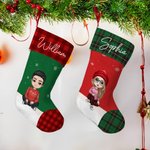 Gepersonaliseerde Cartoon Character Christmas Stocking met naam opknoping ornament kerstboom decoratie cadeau voor familie kinderen