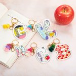 Personalisierte Bleistift Apple Design Acryl anfängliche Schlüsselanhänger mit Namen Geburtstag Anerkennung Dankeschön Geschenk für Lehrer