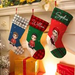 Gepersonaliseerde Cartoon Character Christmas Stocking met naam opknoping ornament kerstboom decoratie cadeau voor familie kinderen