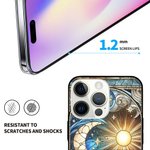 Personalised Celestial Sun Moon Star Stained Glass Effect Slim Phone Case for iPhone with Name Birthday Gift for Mysticaism Astronomy Lovers