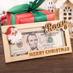 Cotización de madera grabada personalizada de Papá Noel Porta dinero en efectivo con nombre Regalo de Navidad para niños