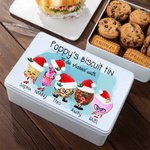 Personalised 1-8 Cartoon Biscuit Wafer Santa Hat Food Grade Metal Biscuit Tin with Name and Text Birthday Christmas Gift for Family Biscuit Lover