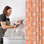 Rideau de douche imperméable avec nom et 12 œillets antirouille Cadeau de pendaison de crémaillère pour les amoureux des animaux de compagnie