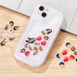 Personalised Shell Pattern Funny Shaker Assemblable Phone Case with Face Photo and Heart Shaking Charms for iPhone Birthday Gift for Family Friends