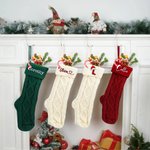 Chaussette de Noël Tricotée Personnalisée avec Lettre du Nom Brodée Décoration Cheminée et Sapin de Noël Ornement à Suspendre Cadeau pour Famille