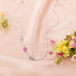 Personalised Dainty 1-8 Colourful Birth Flower Sideway Necklace Family Jewellery Birthday Anniversary Gift for Women