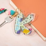 Personalisierte Bleistift Apple Design Acryl anfängliche Schlüsselanhänger mit Namen Geburtstag Anerkennung Dankeschön Geschenk für Lehrer