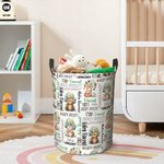 Personalised Bear Fox Squirrel Cute Woodland Animals Collapsible Laundry Storage Basket with Name and Handle Birthday Gift for Boys Girls